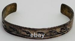 Vintage Navajo White Hogan Modernist Sterling Silver Cuff Bracelet