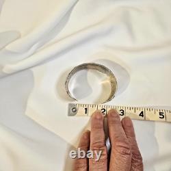 Vintage Navajo Wilbur Tracy Sterling Elaborately Stamped Wide Cuff Bracelet