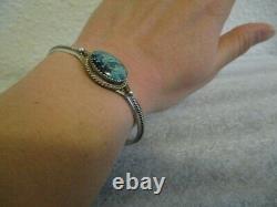 Vintage Navajo Yazzie Y Sterling Sliver Turquoise Cuff Bracelet-excellent