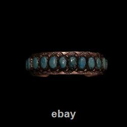 Vintage Navajo/ZUNI FRED WEEKOTY Turquoise Solid 925 Sterling Silver Bracelet