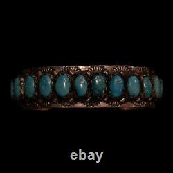 Vintage Navajo/ZUNI FRED WEEKOTY Turquoise Solid 925 Sterling Silver Bracelet