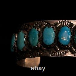 Vintage Navajo/ZUNI FRED WEEKOTY Turquoise Solid 925 Sterling Silver Bracelet