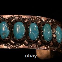 Vintage Navajo/ZUNI FRED WEEKOTY Turquoise Solid 925 Sterling Silver Bracelet