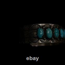 Vintage Navajo/ZUNI FRED WEEKOTY Turquoise Solid 925 Sterling Silver Bracelet