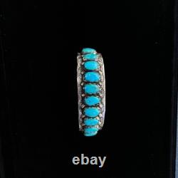 Vintage Navajo/ZUNI FRED WEEKOTY Turquoise Solid 925 Sterling Silver Bracelet