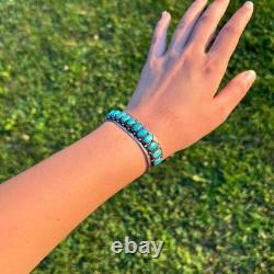 Vintage Navajo/ZUNI FRED WEEKOTY Turquoise Solid 925 Sterling Silver Bracelet