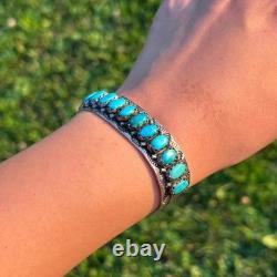 Vintage Navajo/ZUNI FRED WEEKOTY Turquoise Solid 925 Sterling Silver Bracelet