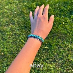 Vintage Navajo/ZUNI FRED WEEKOTY Turquoise Solid 925 Sterling Silver Bracelet