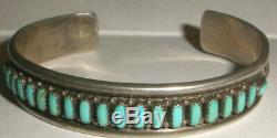 Vintage Navajo old pawn Sterling Silver turquoise petit point bracelet