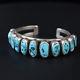 Vintage Navajo old pawn cuff nugget row Turquoise Sterling Silver. 925 bracelet