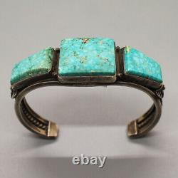 Vintage Navajo-sterling Silver & Turquoise Bracelet-verdy Jake-native American