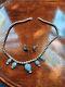 Vintage Navajo sterling and denim lapis necklace and earring set