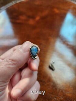 Vintage Navajo sterling and denim lapis necklace and earring set