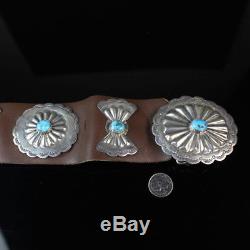 Vintage Navajo turquoise Sterling silver CONCHO belt Native American jewelry