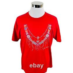 Vintage New Mexico Native American Jewelry Graphic Red T-Shirt Men's XL X-Large