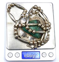 Vintage Nez Navajo Turquoise Necklace Large Pendant Solid 925 Sterling Silver