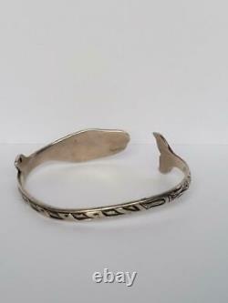 Vintage Northwest Coast Sterling Silver Mag Whale Wrap Bangle Bracelet