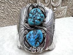 Vintage OLD PAWN NAVAJO Native American Quality Turquoise Cuff BIG bracelet 69g