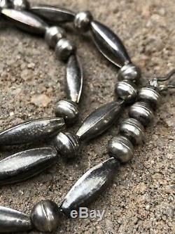 Vintage OLD PAWN Navajo Sterling Silver Pearl Bench Bead Necklace 21