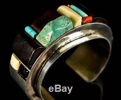 Vintage Old Pawn HOPI Or Navajo SIGNED DN Modernist Cobblestone Inlay Bracelet