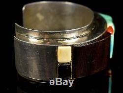 Vintage Old Pawn HOPI Or Navajo SIGNED DN Modernist Cobblestone Inlay Bracelet