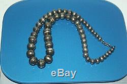 Vintage Old Pawn Hand Tool NAVAJO PEARL BEAD Sterling Silver NECKLACE