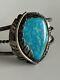 Vintage Old Pawn Native American Navajo Turquoise Sterling Silver Cuff Bracelet