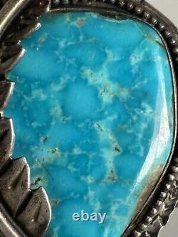 Vintage Old Pawn Native American Navajo Turquoise Sterling Silver Cuff Bracelet