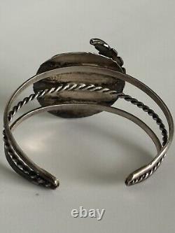 Vintage Old Pawn Native American Navajo Turquoise Sterling Silver Cuff Bracelet
