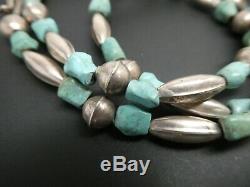 Vintage Old Pawn Navajo Sterling Naja Turquoise Gemstone Pendant Necklace 22