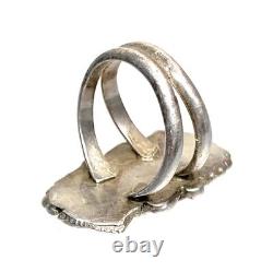 Vintage Old Pawn Navajo Sterling Silver & Abalone Dual Shank Ring Sz. 6.75