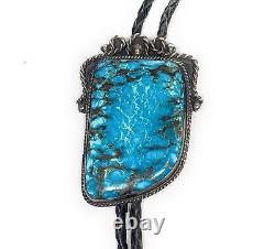 Vintage Old Pawn Navajo Sterling Silver & Turquoise Bolo Tie