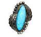 Vintage Old Pawn Navajo Sterling Silver & Turquoise Split Shank Ring Sz. 6.5