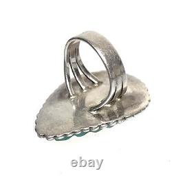 Vintage Old Pawn Navajo Sterling Silver & Turquoise Split Shank Ring Sz. 7.75