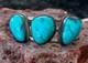 Vintage Old Pawn Navajo Style Sterling Silver Blue Turquoise 3 Stone Cuff Bracel