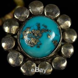 Vintage Old Pawn RARE Sterling Silver SHATKA BEAR STEP Morenci Turquoise Ring