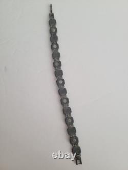 Vintage Old Pawn Silver Navajo Kingman Turquoise Link Bracelet Estate Jewelry