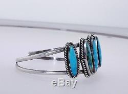 Vintage Old Pawn Sterling Silver Native American Turquoise Cuff Bracelet