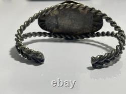Vintage Old pawn Navajo Native American Turquoise Sterling Silver Cuff Bracelet