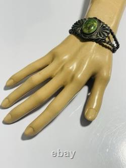 Vintage Old pawn Navajo Native American Turquoise Sterling Silver Cuff Bracelet