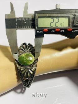 Vintage Old pawn Navajo Native American Turquoise Sterling Silver Cuff Bracelet