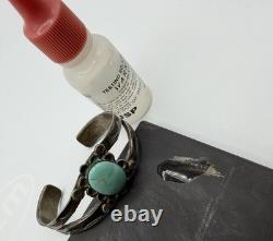 Vintage Old pawn Navajo Native American Turquoise Sterling Silver Cuff Bracelet
