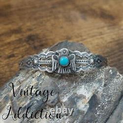 Vintage PACIFIC JEWELRY COMPANY Sterling Turquoise Thunderbird Cuff Bracelet