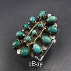 Vintage Pawn NAVAJO Sterling Silver TURQUOISE Petit Point Cluster RING size 6.75