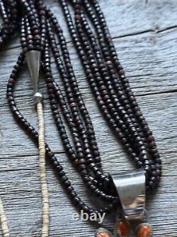 Vintage Pawn Native Sterling Silver Orange Spiny Oyster Pendant Necklace Set B