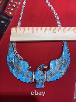 Vintage RARE Native American Flying Eagle Necklace Signed H Spencer