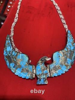 Vintage RARE Native American Flying Eagle Necklace Signed H Spencer