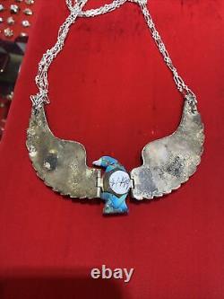 Vintage RARE Native American Flying Eagle Necklace Signed H Spencer