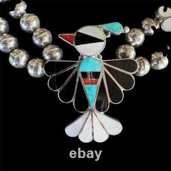 Vintage RARE Native American Indian Eagle Necklace Sterling Silver