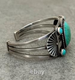 Vintage RARE Native American Navajo Turquoise Sterling Bracelet 42.5g 6.75 in
